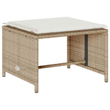 5 Piece Garden Sofa Set with Cushions Stackable Beige Poly Rattan