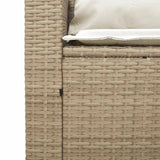 5 Piece Garden Sofa Set with Cushions Stackable Beige Poly Rattan