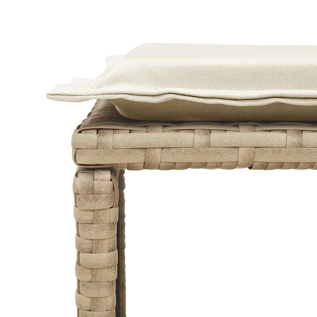 5 Piece Garden Sofa Set with Cushions Stackable Beige Poly Rattan