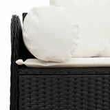 Garden Sofa with Cushions 3-Seater Black Poly Rattan - Close-Up Angle