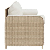 Garden Sofa with Cushions 3-Seater Beige Poly Rattan - 45-Degree Angle