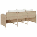 Garden Sofa with Cushions 3-Seater Beige Poly Rattan