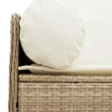 Garden Sofa with Cushions 3-Seater Beige Poly Rattan - Close-Up Angle