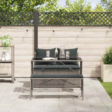 3 Piece Garden Dining Set with Cushions Grey Poly Rattan - Side View