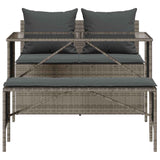 3 Piece Garden Dining Set with Cushions Grey Poly Rattan - Close-Up Angle