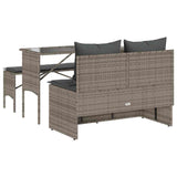 3 Piece Garden Dining Set with Cushions Grey Poly Rattan - Extra Image