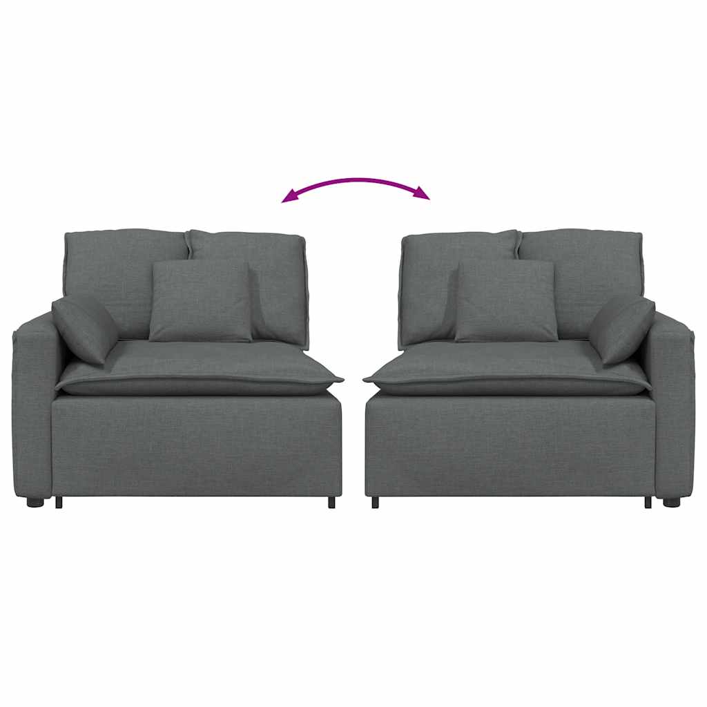 Modular Sofa Armrest End Module with Cushions Dark Grey 100 cm