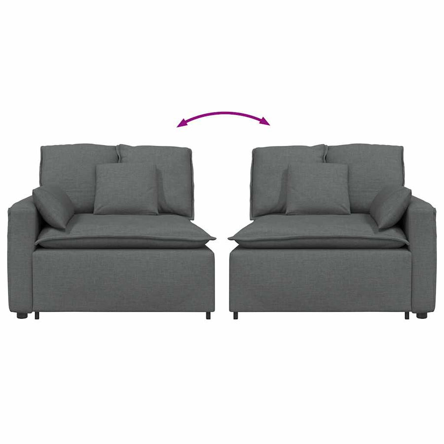 Modular Sofa Armrest End Module with Cushions Dark Grey 100 cm