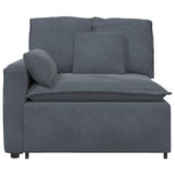 Modular Sofa Armrest End Module with Cushions Dark Grey 100 cm - Side View