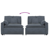 Modular Sofa Armrest End Module with Cushions Dark Grey 100 cm - Rear View