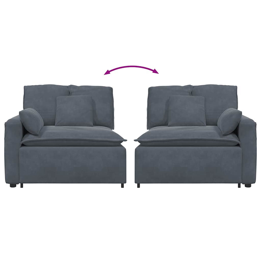 Modular Sofa Armrest End Module with Cushions Dark Grey 100 cm
