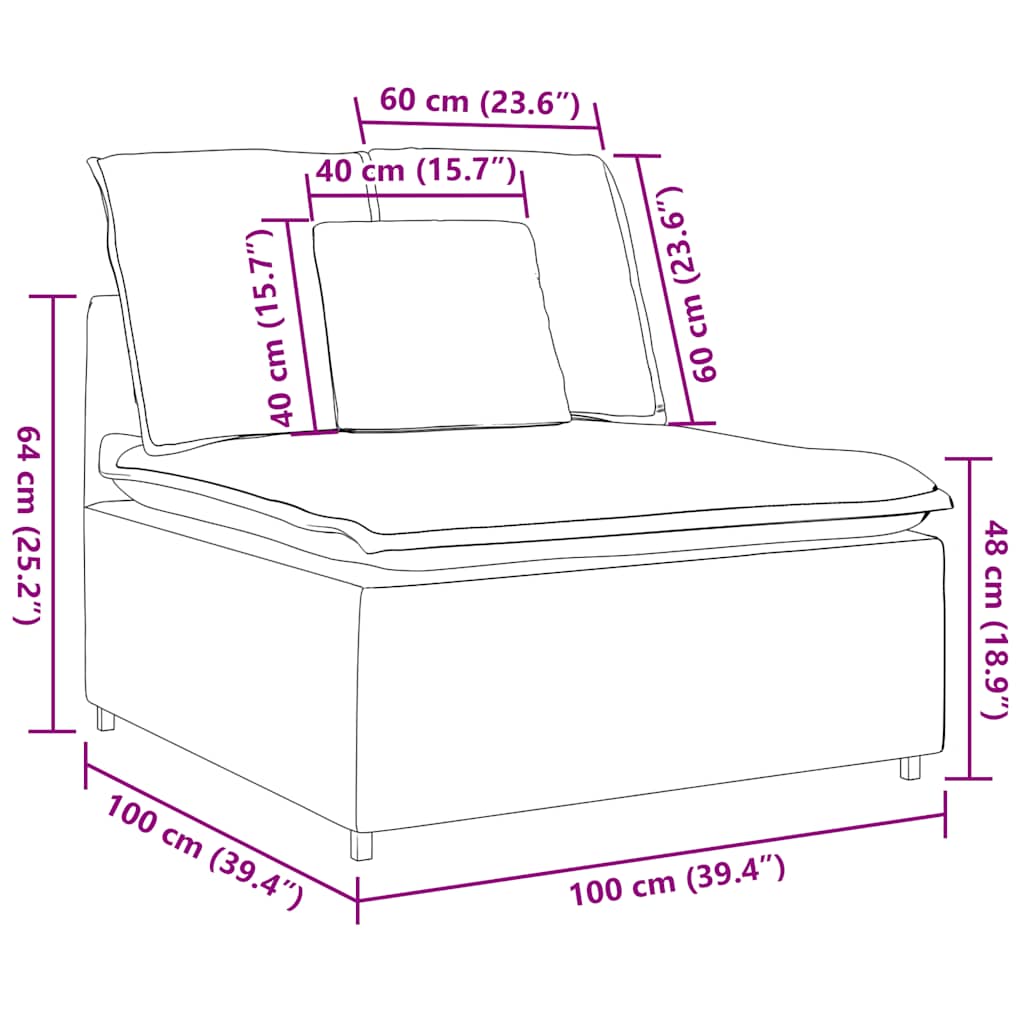 Modular Sofa Centre Module with Cushions Dark Grey 100 cm