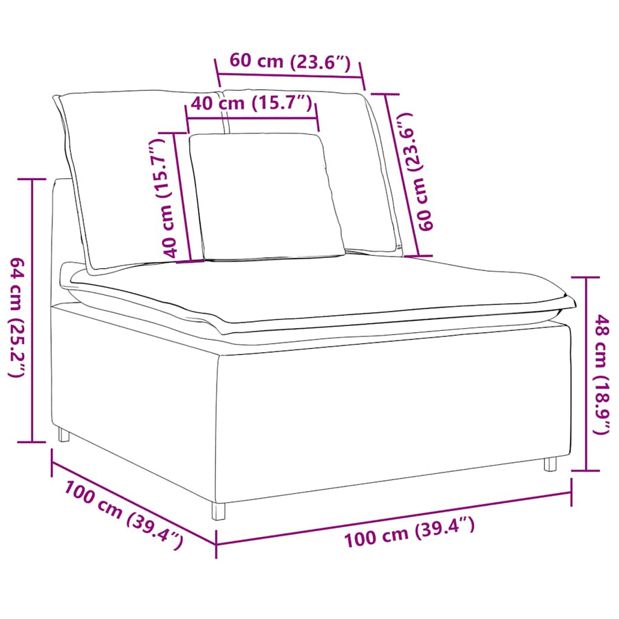 Modular Sofa Centre Module with Cushions Dark Grey 100 cm