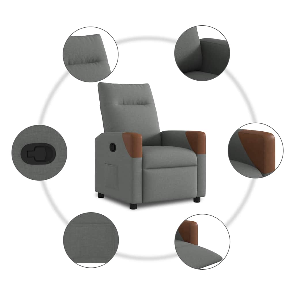 Recliner Chair Dark Grey Fabric