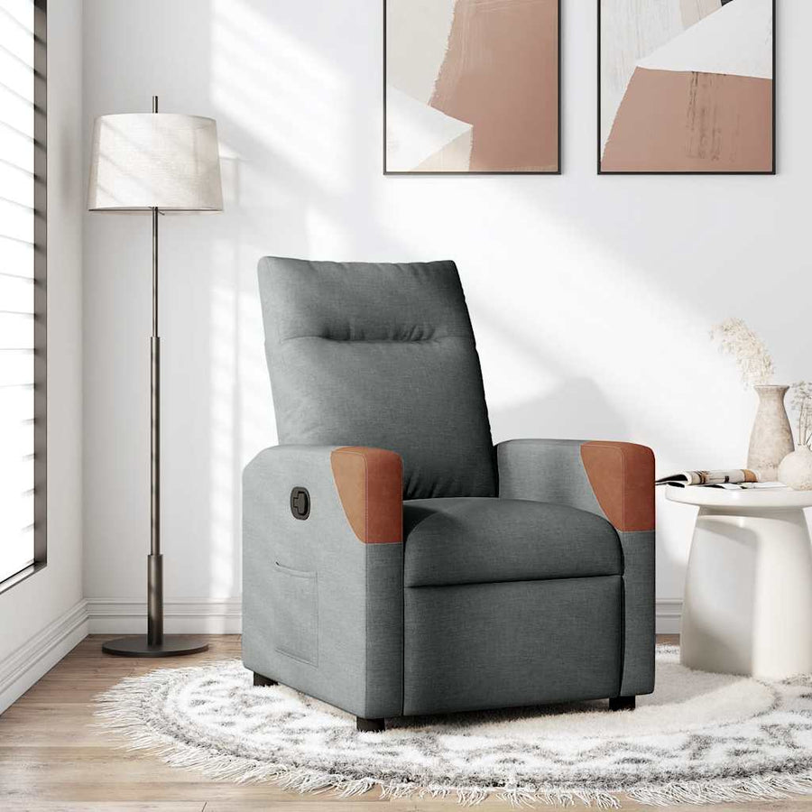 Recliner Chair Dark Grey Fabric