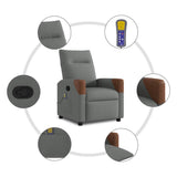 Massage Recliner Chair Dark Grey Fabric
