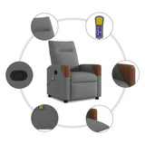 Massage Recliner Chair Dark Grey Fabric - Low Angle