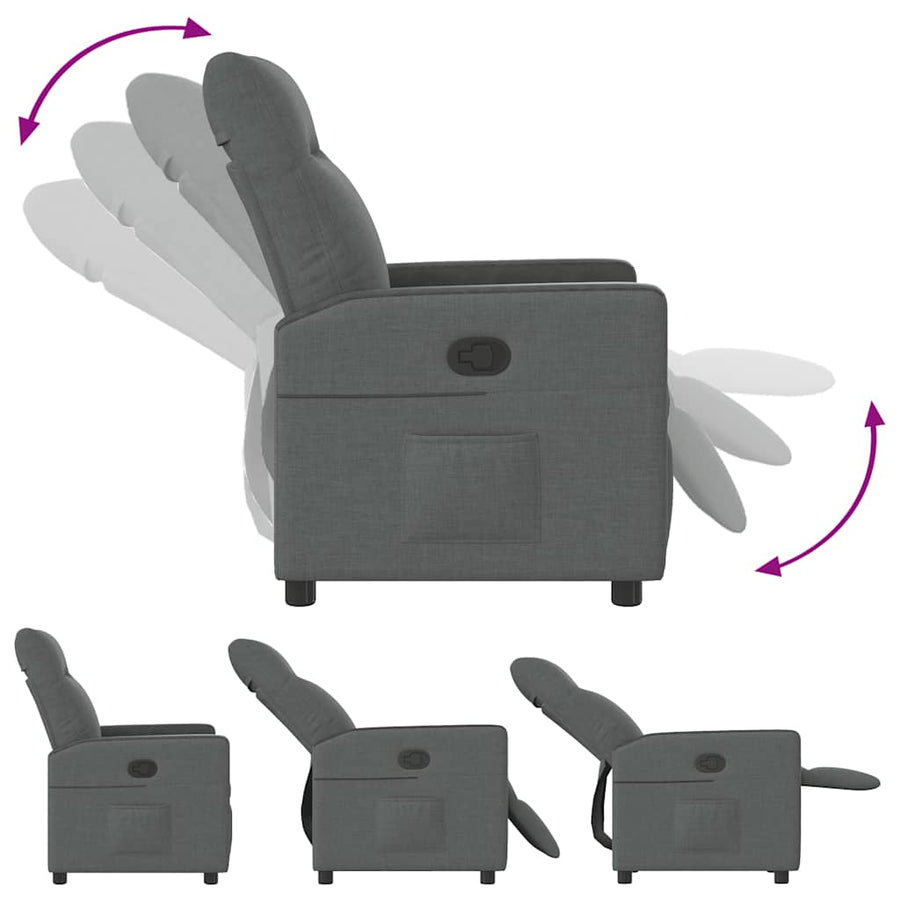 Recliner Chair Dark Grey Fabric