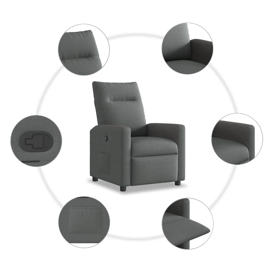 Recliner Chair Dark Grey Fabric