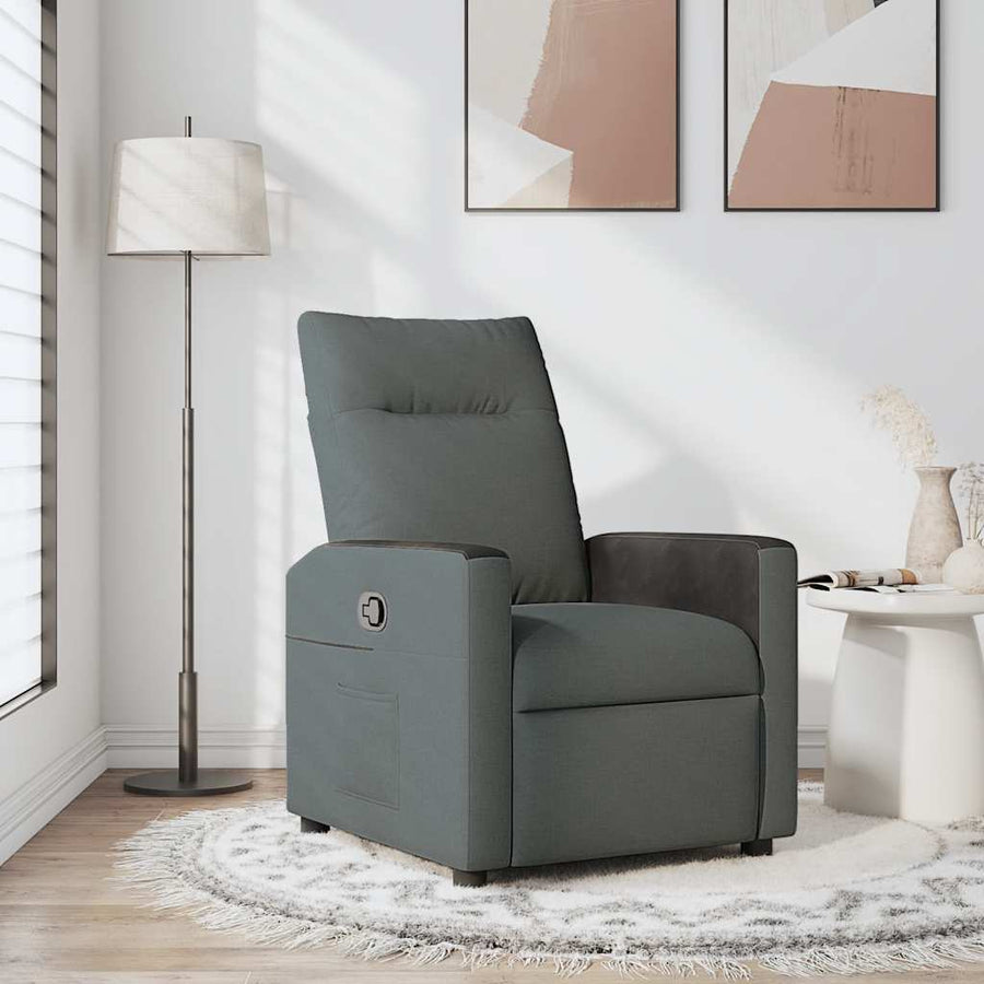 Recliner Chair Dark Grey Fabric