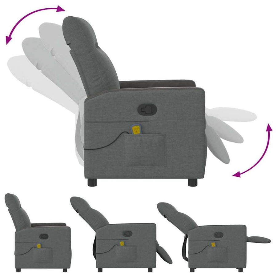Massage Recliner Chair Dark Grey Fabric