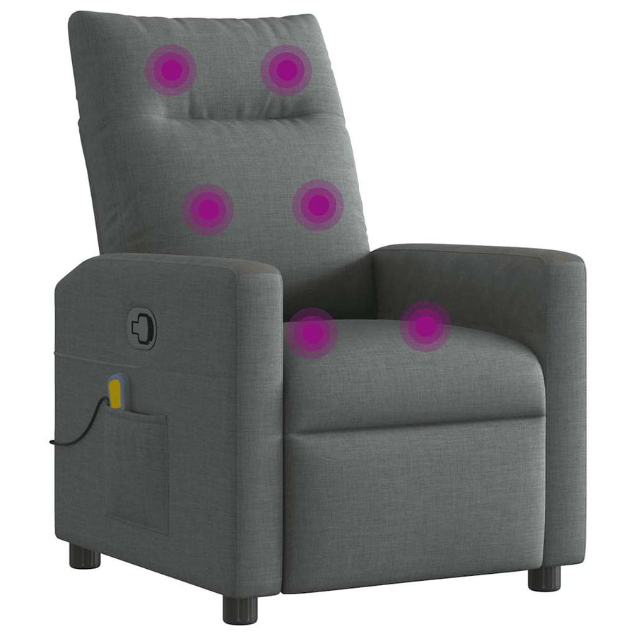 Massage Recliner Chair Dark Grey Fabric