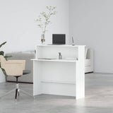 Reception Desk White 100x50x103.5 cm Engineered Wood - Top-Down View