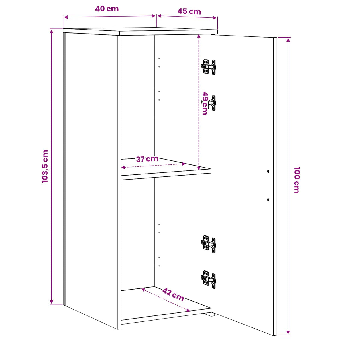 Storage Cabinet Black 40x45x103.5 cm Engineered Wood