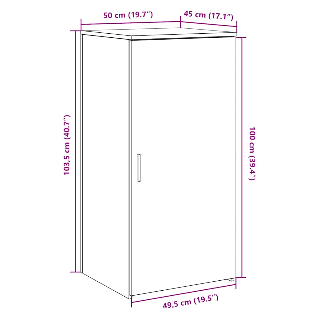 Storage Cabinet Black 50x45x103.5 cm Engineered Wood
