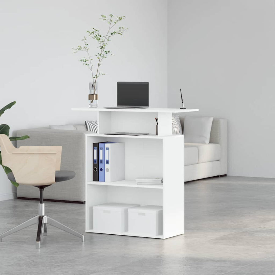 Reception Desk White 100x40x104 cm Engineered Wood