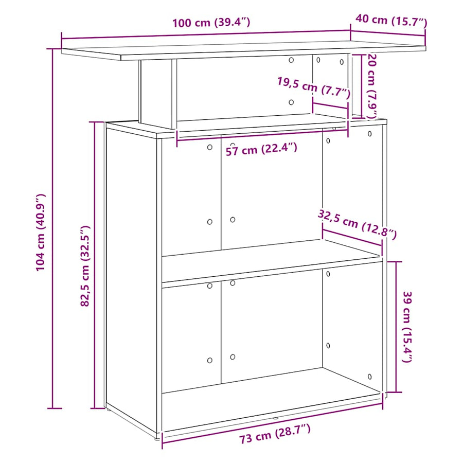 Reception Desk White 100x40x104 cm Engineered Wood