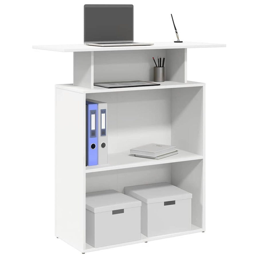 Reception Desk White 100x40x104 cm Engineered Wood