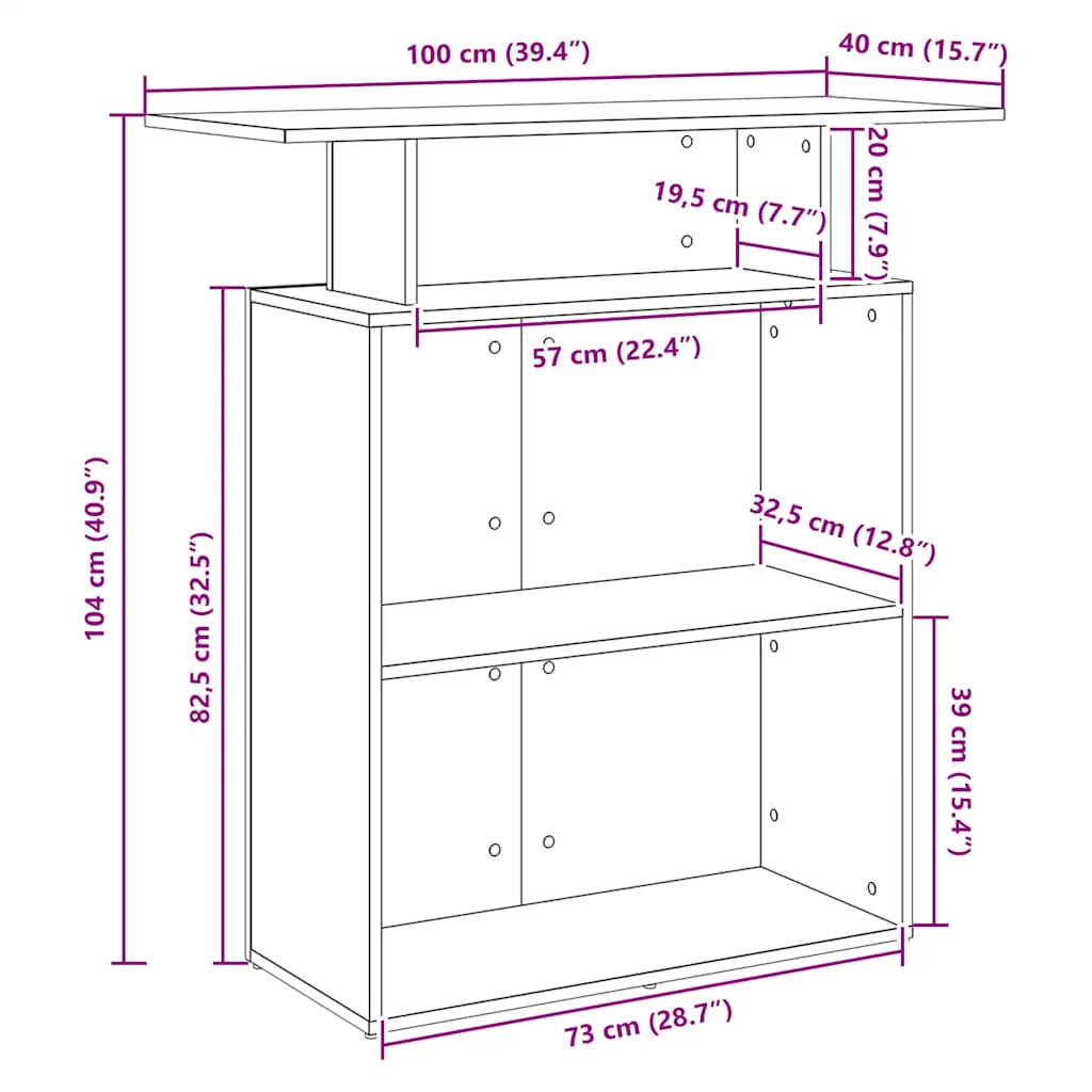 Reception Desk Black 100x40x104 cm Engineered Wood