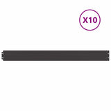 Lawn Edgings 10 pcs Black 10x103 cm Cold-rolled Steel - Front View