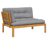 Garden Pallet Corner Sofa with Cushions Solid Wood Acacia - Front View