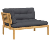 Garden Pallet Corner Sofa with Cushions Solid Wood Acacia - Front View