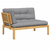 Garden Pallet Corner Sofa with Cushions Solid Wood Acacia - Front View