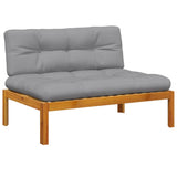Garden Pallet Middle Sofa with Cushions Solid Wood Acacia