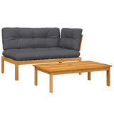 2 Piece Garden Pallet Sofa Set with Cushions Solid Wood Acacia