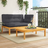 2 Piece Garden Pallet Sofa Set with Cushions Solid Wood Acacia