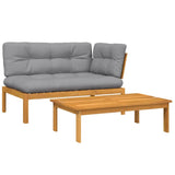 2 Piece Garden Pallet Sofa Set with Cushions Solid Wood Acacia - Front View