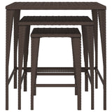 Garden Nesting Tables 3 pcs Brown Poly Rattan - Side View