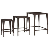 Garden Nesting Tables 3 pcs Brown Poly Rattan - Rear View