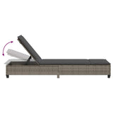 Sun Lounger with Cushions Grey 55x200x25.5cm Poly Rattan - Extra Image