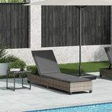 Sun Lounger with Cushions Grey 55x200x25.5cm Poly Rattan