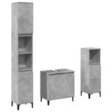 3 Piece Bathroom Furniture Set Concrete Grey Engineered Wood - Front View
