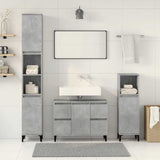 3 Piece Bathroom Furniture Set Concrete Grey Engineered Wood - Side View