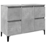 3 Piece Bathroom Furniture Set Concrete Grey Engineered Wood - Low Angle