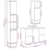 3 Piece Bathroom Furniture Set Concrete Grey Engineered Wood
