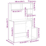 Desk with Shelves White 100x45x140 cm Engineered Wood